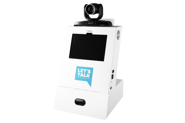 A1 Tabletop Telehealth Kiosk with Locking Drawer and Lumens Pan Tilt Zoom Camera