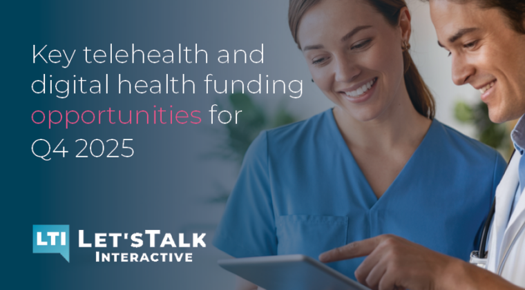 Two healthcare professionals reviewing funding opportunities on a tablet (Q4 2025 telehealth funding).