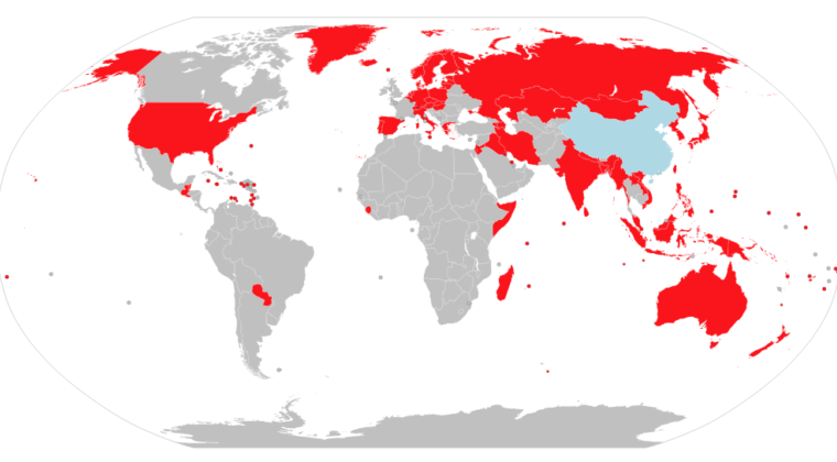 Corona virus spread map