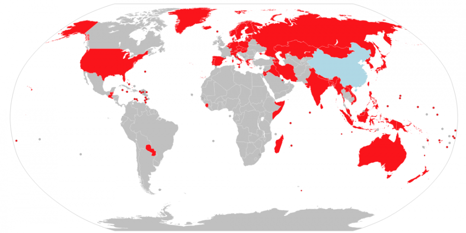 Corona virus spread map