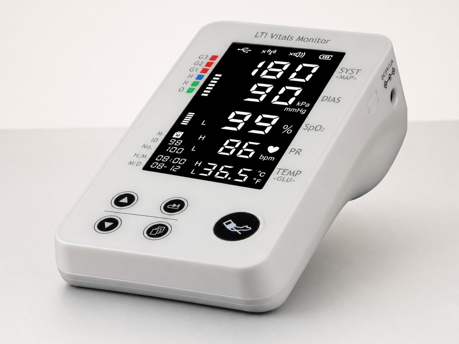 LTI 101 All-In-One Vitals Telehealth Monitor photographed in a clean clinical studio setting