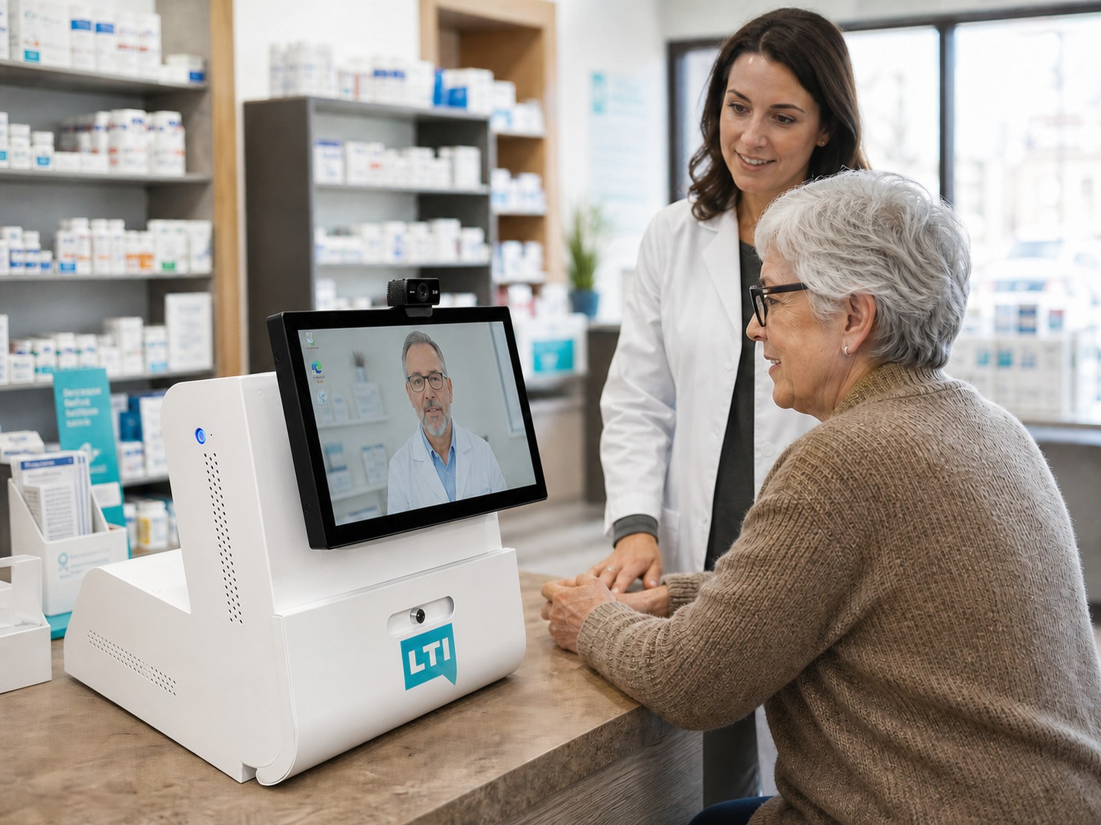 Kiosco de telehealth apoyando una visita de atencion estudiantil