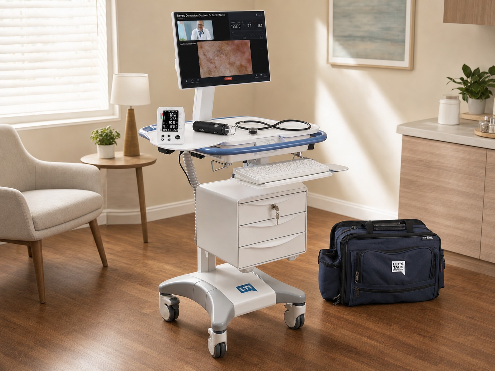 Carro de telehealth, software y equipo clinico conectado financiables por subsidios