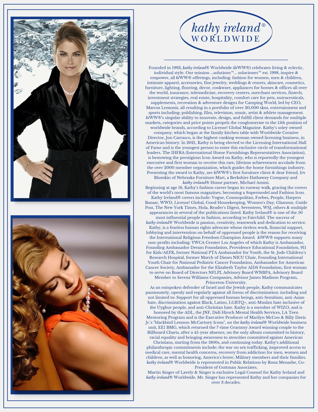 Biografia oficial de Kathy Ireland de kathy ireland Worldwide